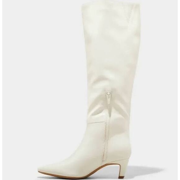 Women's Universal Thread Kendra Kitten Heel Tall Dress Boots White Various Sizes - Picture 2 of 6